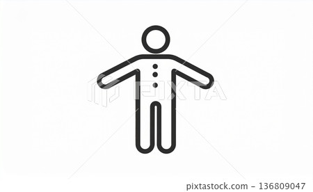 A vector icon of a person with arms outstretched. A simple line drawing symbolizing balance, range of motion, acceptance, and life-size. 136809047