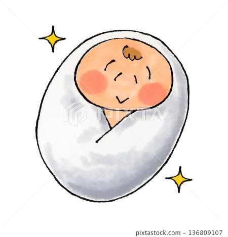 裹在襁褓裡的嬰兒正在睡覺 136809107