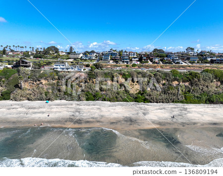 Aerial drone photo of Cardiff, West Coast of California, Encinitas, United States of America Aerial drone photo of Cardiff, West Coast of California, Encinitas, United States of America 136809194