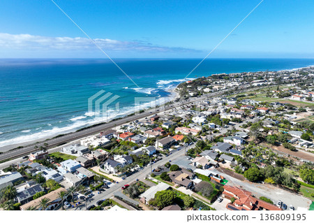 Aerial drone photo of Cardiff, West Coast of California, Encinitas, United States of America 136809195
