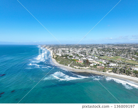 Aerial drone photo of Cardiff, West Coast of California, Encinitas, United States of America 136809197