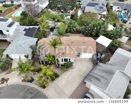 Aerial view of houses in Oceanside town in San Diego, California. USA 136809199