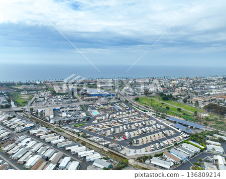 Aerial view of houses in Oceanside town in San Diego, California. USA Aerial view of houses in Oceanside town in San Diego, California. USA 136809214