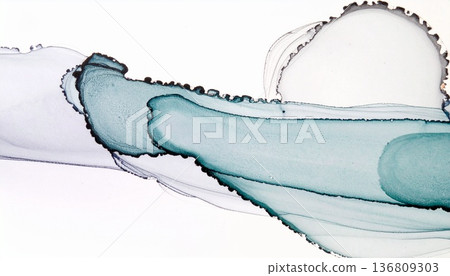 Abstract liquid ink overlap. Fluid art inspired by intelligence and serenity, beautiful and fantastic graphic background material 136809303