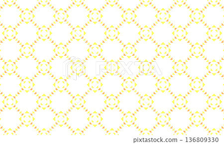 Yellow diamond lattice pattern with a sun motif surrounded by triangles Yellow diamond lattice pattern with a sun motif surrounded by triangles 136809330