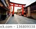 Kyoto Prefecture, Fushimi Inari Taisha Shrine, Torii gate on the back approach, Fukakusa Yabunouchicho, Fushimi Ward, Kyoto City 136809338