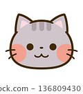 Cute tabby cat face icon 136809430
