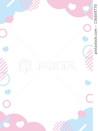 心型波普風格邊框插畫（粉紅彩色系） 136809770