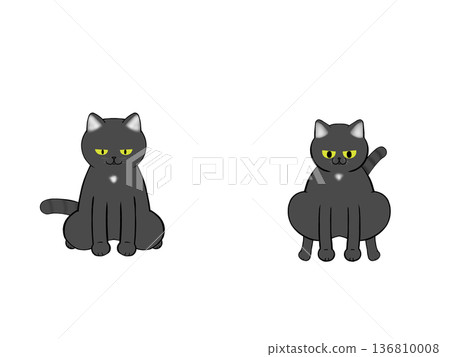 Cat toilet style illustration set 136810008