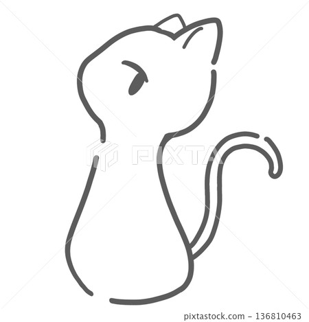 Simple horizontal illustration of a cat (white) 136810463