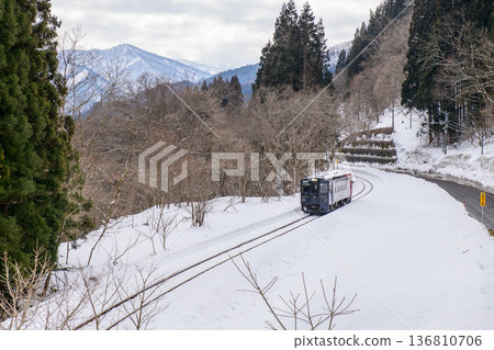 Akita Nairiku Line express train running parallel to the Ani Kaido, February 17, 2026, Akita Prefecture 136810706