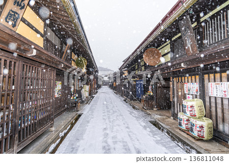 Hida Takayama Snow Old Townscape Hida Takayama Snow Old Townscape 136811048