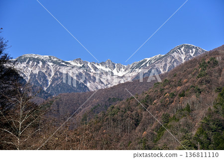 Looking up at Senjojiki Cirque and Mt. Hoken from Komagane 136811110