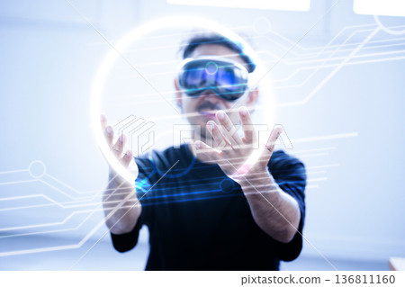 Virtual reality is a game or technology that allows you to experience virtual reality through VR goggles. 136811160