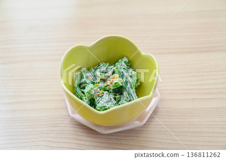 Rapeseed blossoms with mustard mayonnaise Rapeseed blossoms with mustard mayonnaise 136811262