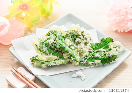 Rape blossom tempura Rape blossom tempura 136811274