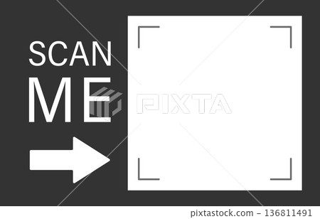 Scan QR code. Click CTA icon or button in square Frame with arrow. Modern mobile app design with Scanner mockup. Flat Vector illustration Scan QR code. Click CTA icon or button in square Frame with arrow. Modern mobile app design with Scanner mockup. Flat Vector illustration 136811491