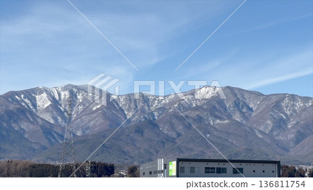 長野縣中部阿爾卑斯山的雪景和山巒風光 136811754
