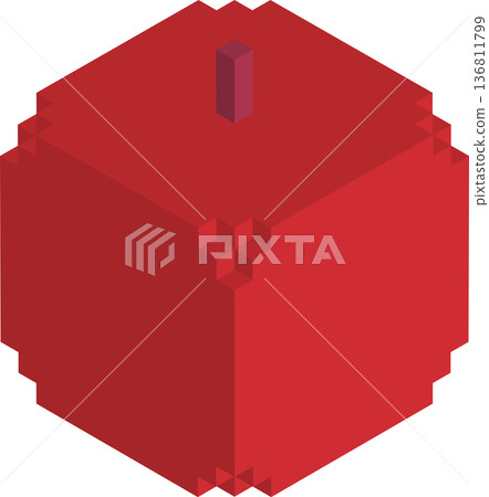 Isometric blocky apple illustration 136811799