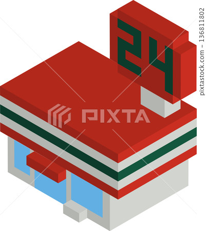 Isometric blocky convenience store illustration Isometric blocky convenience store illustration 136811802