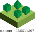 Isometric blocky tree illustration 136811807