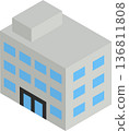 Isometric illustration of a block-style low-rise building 136811808