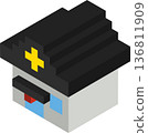 Isometric illustration of a blocky police box 136811909