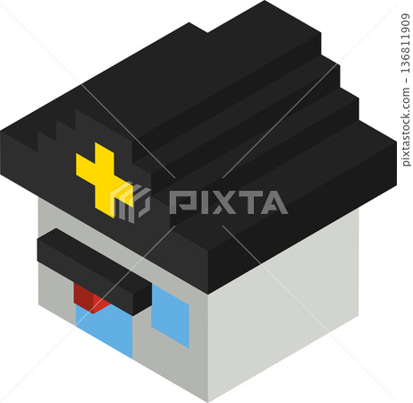 Isometric illustration of a blocky police box Isometric illustration of a blocky police box 136811909