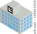 Isometric illustration of a block-style school building 136811910