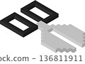 Isometric blocky scissors illustration 136811911