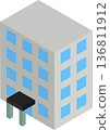 Isometric illustration of a simple block-style office building 136811912