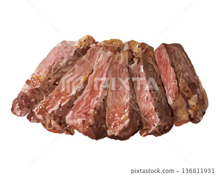 切割的牛排（不含盤） 136811931