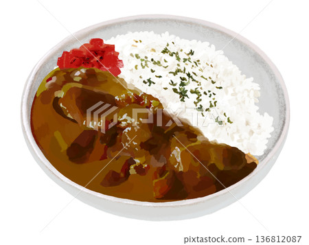 Curry rice (with fukujinzuke pickles and parsley) Curry rice (with fukujinzuke pickles and parsley) 136812087
