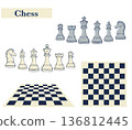 Chess set with chess pieces and board 136812445