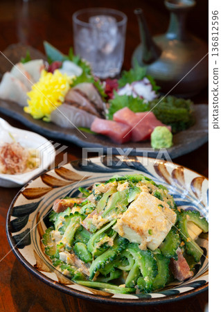Goya Chanpuru and bubbles Goya Chanpuru and bubbles 136812596