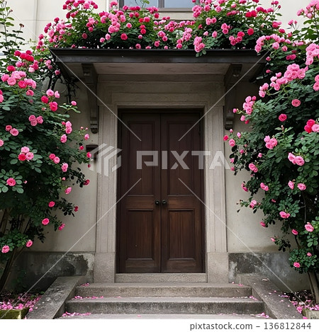 Rose arch and door 136812844