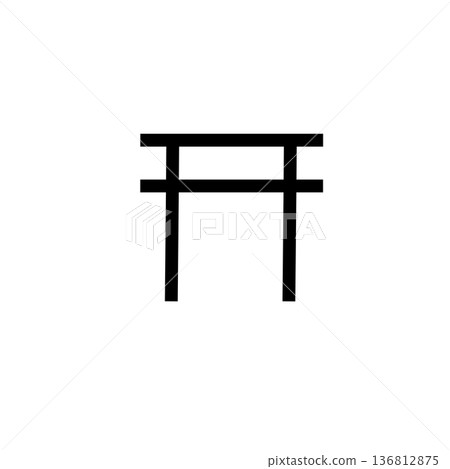 鳥居簡易圖示輪廓素材 鳥居簡易圖示輪廓素材 136812875