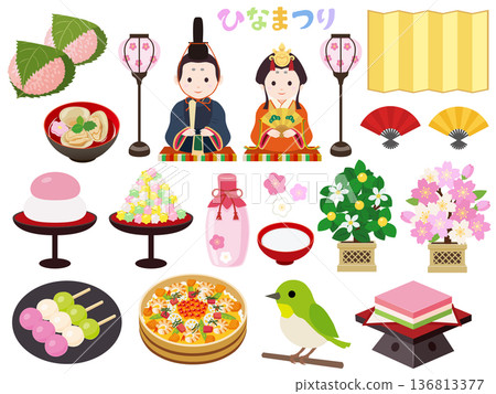 Illustration set of the Hina Matsuri 136813377