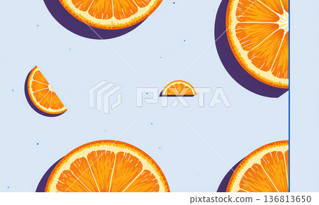 Orange Minimal Icons - orange slices arranged symmetrically, bright tones. 136813650