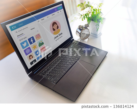 PC screen while creating SNS icons PC screen while creating SNS icons 136814124