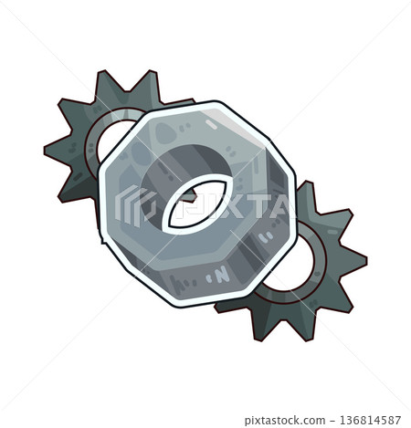 Illustration of nut and gear Illustration of nut and gear 136814587