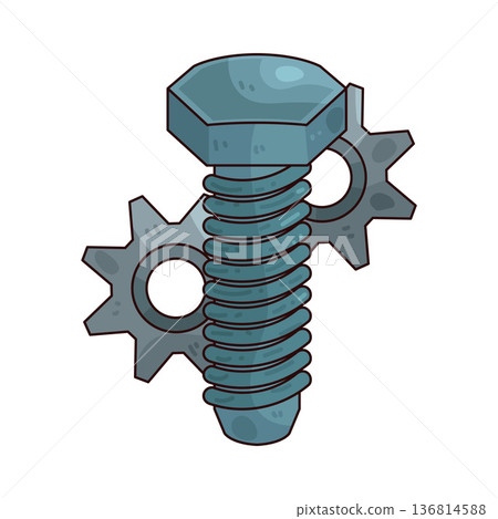 Illustration of bolt and gear 136814588