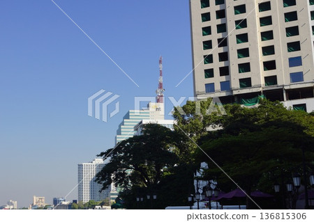 Cityscape along the Chao Phraya River in Bangkok, Thailand Cityscape along the Chao Phraya River in Bangkok, Thailand 136815306