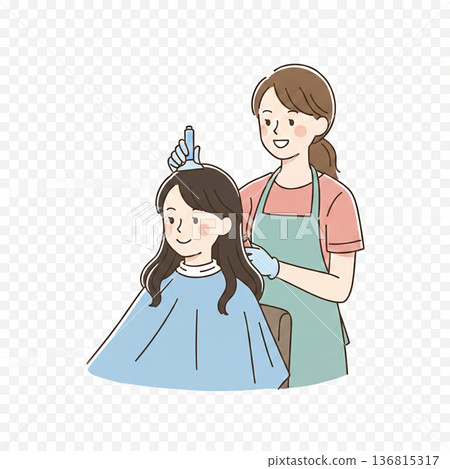 一位女士在美容院染髮的插圖 一位女士在美容院染髮的插圖 136815317