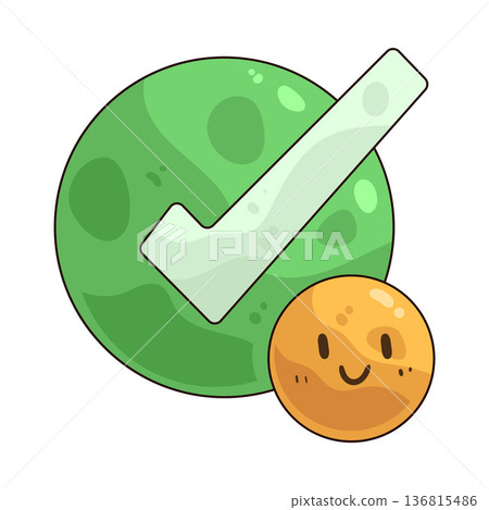 Illustration of Checkmark with Smile emoji Illustration of Checkmark with Smile emoji 136815486