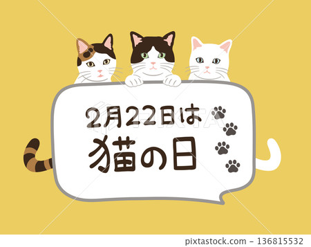 Cute speech bubble illustration for Cat Day Cute speech bubble illustration for Cat Day 136815532