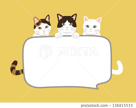 手繪可愛貓咪對話框插圖 手繪可愛貓咪對話框插圖 136815533