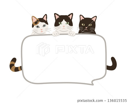 手繪可愛貓咪對話框插圖 手繪可愛貓咪對話框插圖 136815535