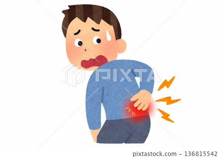 A man with a sore back and back pain 136815542