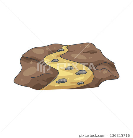 Illustration of path winding through a rocky terrain 136815716